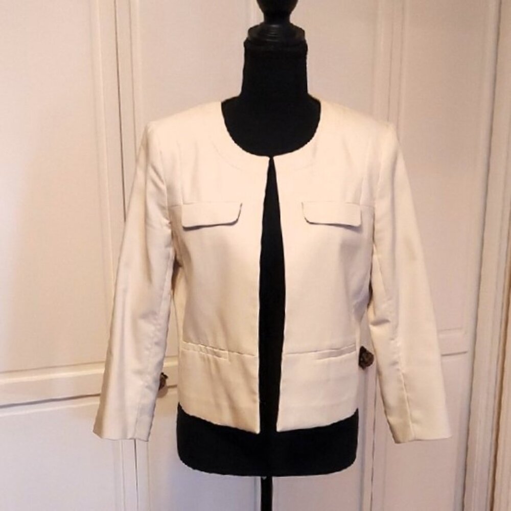 Loft Beige Collarless Blazer Size 8P Vintage